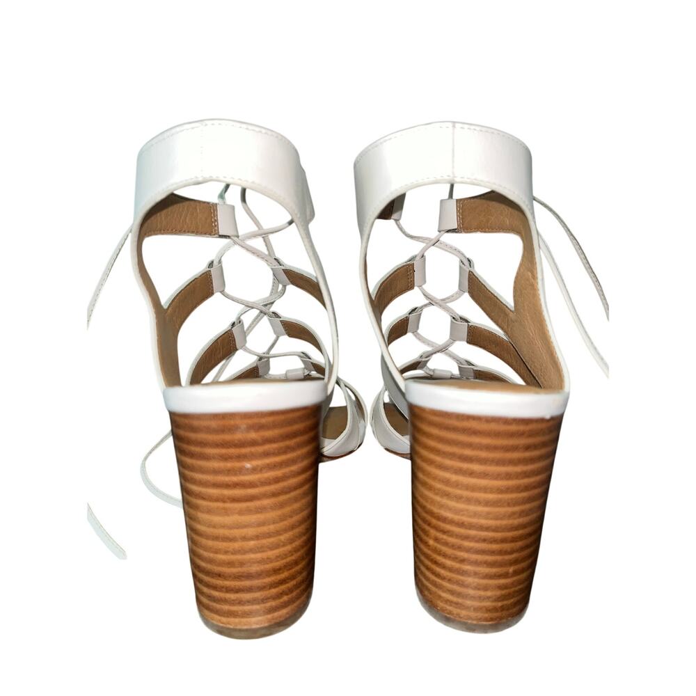 COACH Larissa Leather Lace-Up City Sandals Chunky Heel White Sz 8 Gladiator - Picture 7 of 13